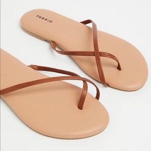 Torrid Cognac Faux Leather Toe Ring Sandal
